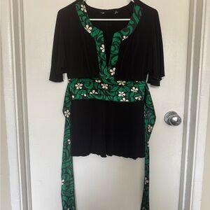Floral Black and Green Women's Top